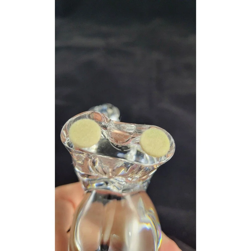 Vtg Baccarat Crystal Elephant Figurine With Trunk Up 5in Small Chip